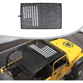 JWWY for Jeep TJ Sunshade Mesh Sun Shade Bikini Top for 1996-2006 Jeep Wrangler TJ Black 4Door, Reduces UV + Wind & Noise. Easy No Tool Install Sun Shade Top for Jeep Lover Gifts Accessories