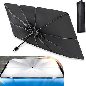 Pack-1 Car Front Windshield Sunshade, 55" x 31" Sun-prooof Insulated Keep Vehicle Cool Cover, Retractable Folding Dashboard Interior Protector, Universal for Most Cars (Silver #Opening Design)