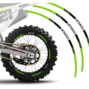 P03B Off Road Dirt Bike Green Wheel Stickers Compatible with KX 450F 06-2022 KX 125 1989-16 KX 250F 04-2021