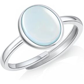 Aquamarine Ring Oval Birthstone Rings for Women Silver Rings Hypoallergenic Adjustable Aquamarine Ring Jewelry for Teen Girl