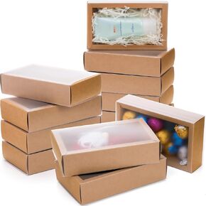 Kingrol 40 عبوة من صناديق أدراج ورق الكرافت مع نافذة، 6.75 × 4 × 1.5 بوصة، صناديق بسكويت شفافة، صندوق تغليف صغير للمخبز، الصابون محلي الصنع، هدايا الحفلات in Kuwait