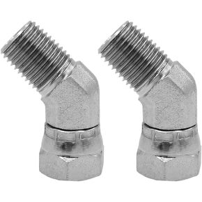 (2-PACK) 1503-04-04 تركيب محول خرطوم هيدروليكي 1/4 بوصة ذكر (1/4-18 NPTF) × 1/4 بوصة أنثى (1/4-18 NPSM) دوار 45 درجة الكوع SAE وصلات الأنابيب موصل الكربون فُولاَذ