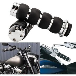Motorcycle 1" Hand Grips Bar End Hand Handlebar Spike Chrome Black Aluminum Rubber