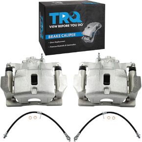 TRQ Front Brake Caliper & Hose Set Compatible with 2004-2009 Lexus RX330 RX350 RX400h