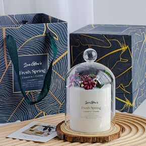 Luxury Romantic Scent Candle with Gift Set Glass Cover, Wooden Base, Candle, Over 50 Hours of Burn Time Aromatherapy Scented Candles (Lemon Verbena Scent Candle)