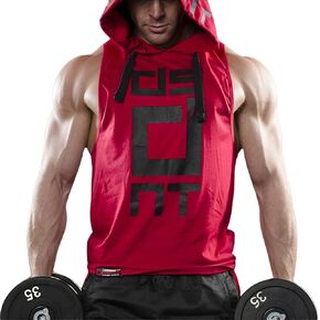 Men's Sports Fitness Vest for Outdoor Running and Training, Sleeveless Hooded Loose Fit Tank Top