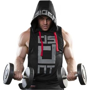 Men's Sports Fitness Vest for Outdoor Running and Training, Sleeveless Hooded Loose Fit Tank Top