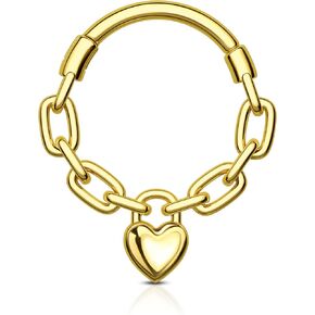 Love Chain Septum Rings 16G Heart Septum Jewelry Dainty Helix Daith Earrings for women 316L Stainless steel Daith Piercing Jewelry