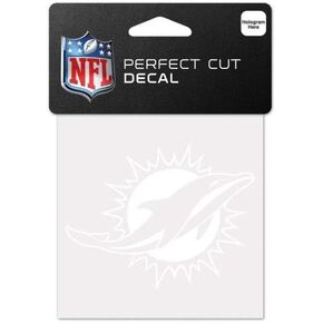 WinCraft NFL Miami Dolphins 4x4 Perfect Cut White Decal, One Size, Team Color