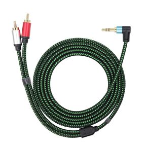 RIIEYOCA 90 درجة الزاوية اليمنى 3.5 مم إلى 2 كابل RCA 3FT، 2RCA ذكر إلى 3.5 مم TRS ذكر ستيريو Y محول مقسم للهواتف الذكية، مكبر الصوت، MP3، الكمبيوتر اللوحي والمزيد (1 متر)