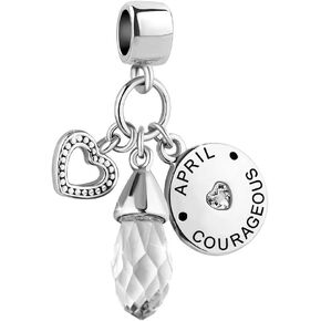Christmas Day Birthstone Charms Heart Love 12 Colors Birthday Beads for Pandora Bracelets