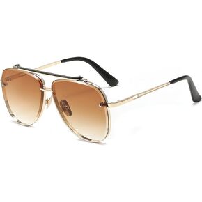 FEISEDY Oversized Aviator Sunglasses for Men Women Vintage Sun Glasses Metal Frame Gradient Shades B0105