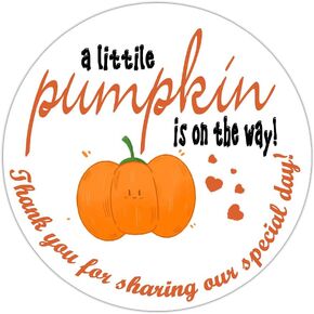 Little Pumpkin Thank You Stickers, 2 Inch A Little Pumpkin is on The Way Party Stickers Labels for Baby Shower Favor,Fall Themed Baby Shower Favor Stickers(210 Pcs)