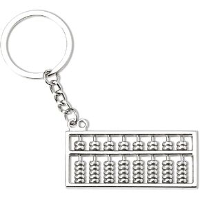 YangQian Pocket Abacus Keychain Gift for Math Teacher Gift for Women Men Friend Accountant Gifts for Girls Boys Silver Key Fob Pendant 8 Rolls Abacus Decoration