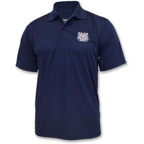 Armed Forces Gear Men's US Coast Guard Performance Polo - Official Licensed US Coast Guard Shirts for Men (Navy)