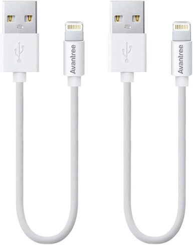 Avantree [Apple MFi Certified 2 Pack iPhone Cable Short، Apple Lightning Cable 1ft for iPhone X، 8، 7، 6s، 6، 6 Plus، 5 iPod iPad، كابل شحن ومزامنة بيانات عالي السرعة - أبيض in Kuwait
