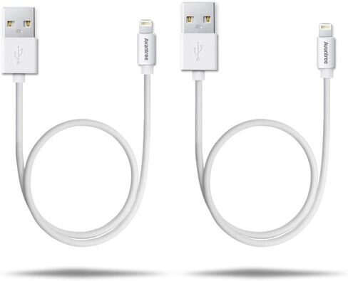 Avantree [Apple MFi Certified 2 Pack iPhone Cable Short، Apple Lightning Cable 1ft for iPhone X، 8، 7، 6s، 6، 6 Plus، 5 iPod iPad، كابل شحن ومزامنة بيانات عالي السرعة - أبيض in Kuwait