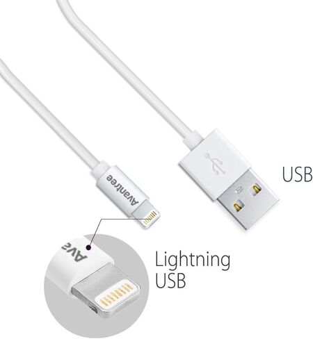 Avantree [Apple MFi Certified 2 Pack iPhone Cable Short، Apple Lightning Cable 1ft for iPhone X، 8، 7، 6s، 6، 6 Plus، 5 iPod iPad، كابل شحن ومزامنة بيانات عالي السرعة - أبيض in Kuwait