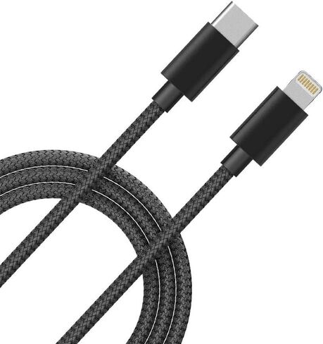 كابل USB C إلى Lightning معتمد من Apple MFi مصنوع لهاتف iPhone X/XS/XR/XS Max / 8/8 Plus، يدعم توصيل الطاقة (للاستخدام مع شواحن النوع C) 4FT (أسود) in Saudi Arabia