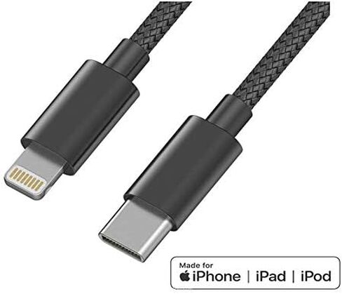 كابل USB C إلى Lightning معتمد من Apple MFi مصنوع لهاتف iPhone X/XS/XR/XS Max / 8/8 Plus، يدعم توصيل الطاقة (للاستخدام مع شواحن النوع C) 4FT (أسود) in Saudi Arabia
