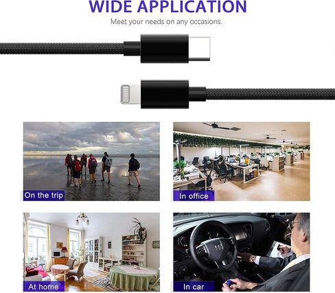 كابل USB C إلى Lightning معتمد من Apple MFi مصنوع لهاتف iPhone X/XS/XR/XS Max / 8/8 Plus، يدعم توصيل الطاقة (للاستخدام مع شواحن النوع C) 4FT (أسود) in Saudi Arabia