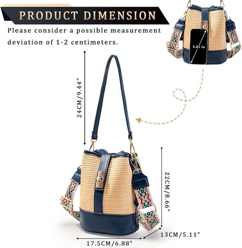 Gets Straw Crossbody Bags for Women, Small Leather Bucket Bag, Summer Straw Handbags, Wicker Purse for Travel in Saudi Arabia