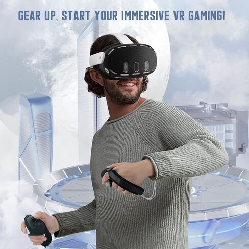 مجموعة ملحقات الحماية TiMOVO VR لـ Meta Quest 3، غطاء حماية VR يتضمن قبضة وحدة التحكم، غطاء VR Shell، غطاء الوجه، غطاء العدسة، مشبك الإبهام، غطاء العين، غلاف واقي لـ Oculus Quest 3، أسود in Saudi Arabia