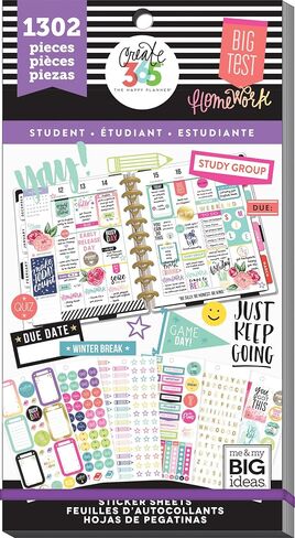 مجموعة ملصقات me & my BIG ideas القيمة للمخطط الكلاسيكي - لوازم سجل القصاصات Happy Planner - موضوع الطالب - متعدد الألوان - رائعة للمشروعات والألبومات - 30 ورقة، إجمالي 1302 ملصقًا in Saudi Arabia