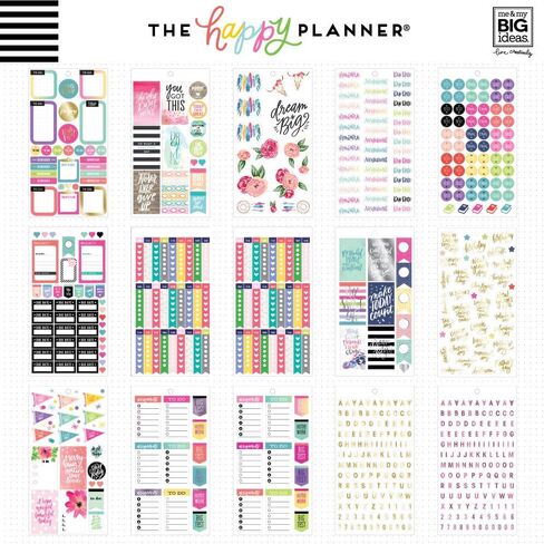 مجموعة ملصقات me & my BIG ideas القيمة للمخطط الكلاسيكي - لوازم سجل القصاصات Happy Planner - موضوع الطالب - متعدد الألوان - رائعة للمشروعات والألبومات - 30 ورقة، إجمالي 1302 ملصقًا in Saudi Arabia