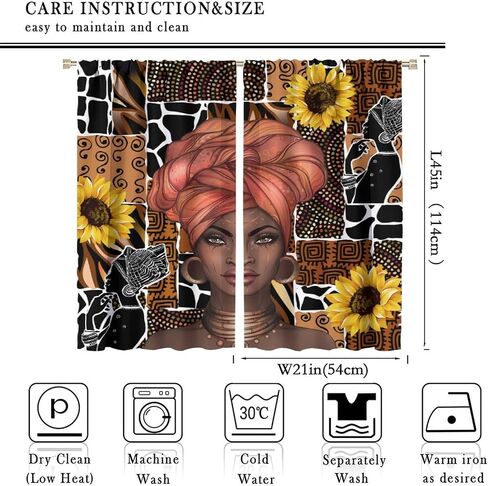 JESTRONRY African Woman Curtains, Tribal Style Ethnic Mandala Bohemian Pattern Blackout Window Door Curtains for Bedroom Living Room Home Decor 42x45in in Kuwait