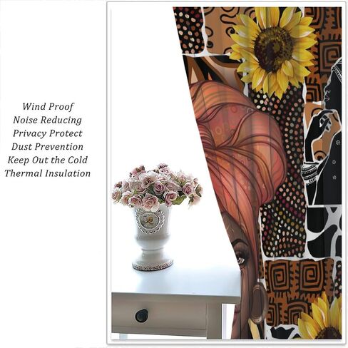 JESTRONRY African Woman Curtains, Tribal Style Ethnic Mandala Bohemian Pattern Blackout Window Door Curtains for Bedroom Living Room Home Decor 42x45in in Kuwait