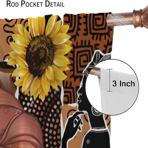 JESTRONRY African Woman Curtains, Tribal Style Ethnic Mandala Bohemian Pattern Blackout Window Door Curtains for Bedroom Living Room Home Decor 42x45in in Kuwait