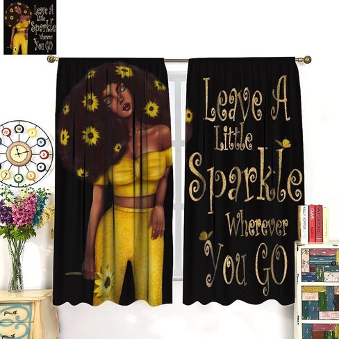 JESTRONRY African Woman Curtains, Tribal Style Ethnic Mandala Bohemian Pattern Blackout Window Door Curtains for Bedroom Living Room Home Decor 42x45in in Kuwait