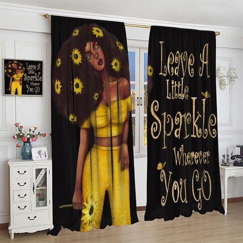 JESTRONRY African Woman Curtains, Tribal Style Ethnic Mandala Bohemian Pattern Blackout Window Door Curtains for Bedroom Living Room Home Decor 42x45in in Kuwait