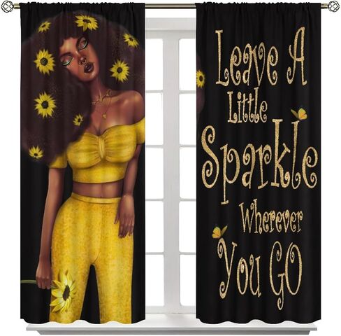 JESTRONRY African Woman Curtains, Tribal Style Ethnic Mandala Bohemian Pattern Blackout Window Door Curtains for Bedroom Living Room Home Decor 42x45in in Kuwait