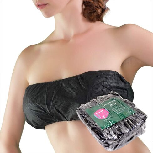 50 Ct. Disposable Bras - Women's Backless Spa Bra for Spray Tanning and Body Treatments, Black in Saudi Arabia