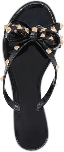 LAVRA Women’s Studded Sandals Bow T-Strap PVC Flip Flop Jelly Shoes in Saudi Arabia