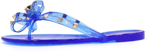 LAVRA Women’s Studded Sandals Bow T-Strap PVC Flip Flop Jelly Shoes in Saudi Arabia