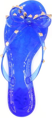 LAVRA Women’s Studded Sandals Bow T-Strap PVC Flip Flop Jelly Shoes in Saudi Arabia