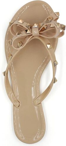 LAVRA Women’s Studded Sandals Bow T-Strap PVC Flip Flop Jelly Shoes in Saudi Arabia