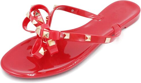 LAVRA Women’s Studded Sandals Bow T-Strap PVC Flip Flop Jelly Shoes in Saudi Arabia
