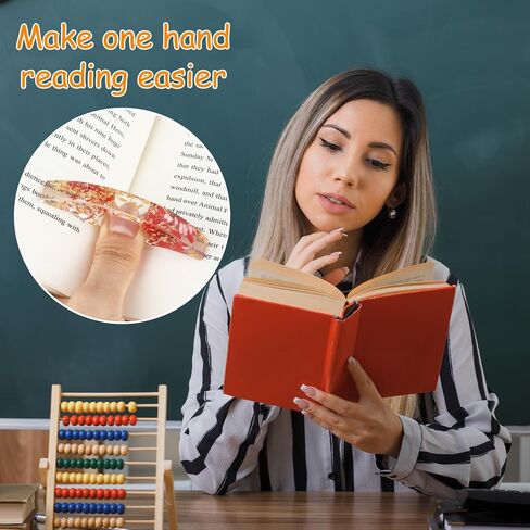 حامل صفحات الكتب على شكل زهرة مجففة، قطعتان من حامل كتب الإبهام لمحبي الكتب، قطاع فتاحة الكتب المصنوع يدويًا من الراتنج، ملحقات قراءة الإشارات المرجعية لهدايا أعياد الميلاد وحفلات الزفاف in Saudi Arabia