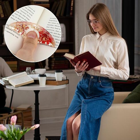 حامل صفحات الكتب على شكل زهرة مجففة، قطعتان من حامل كتب الإبهام لمحبي الكتب، قطاع فتاحة الكتب المصنوع يدويًا من الراتنج، ملحقات قراءة الإشارات المرجعية لهدايا أعياد الميلاد وحفلات الزفاف in Saudi Arabia
