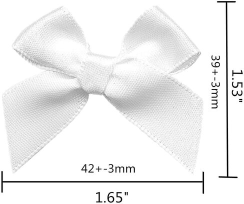 50pcs Mini Satin Ribbon Bows Fabric Ribbon Flowers 42mm x 39mm Appliques DIY Craft for Sewing, Scrapbooking, Wedding, Christmas Gift Warpping (White) in Kuwait