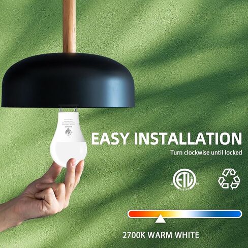 لمبة إضاءة GU24 LED، ضوء نهاري 5000 كلفن، 9 وات (ما يعادل 60 وات)، 800 لومن، مصابيح GU24 LED على شكل A19، قاعدة دبوس GU24 ملتوية وقفل مع شوكتين، غير قابلة للتعتيم، مدرجة في قائمة ETL (4 عبوات) in Saudi Arabia