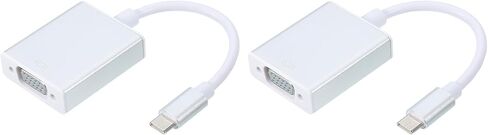 MECCANIXITY نوع C إلى محول VGA صندوق كابل فيديو ألومنيوم خارجي HD VGA جهاز فضي رمادي للتلفزيون والشاشة وجهاز العرض والوسادة، حزمة من 2 in Saudi Arabia
