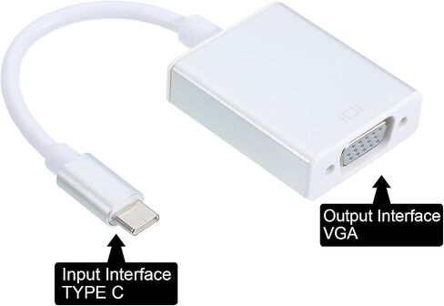 MECCANIXITY نوع C إلى محول VGA صندوق كابل فيديو ألومنيوم خارجي HD VGA جهاز فضي رمادي للتلفزيون والشاشة وجهاز العرض والوسادة، حزمة من 2 in Saudi Arabia