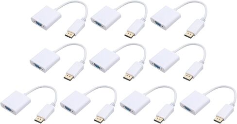 منفذ عرض MECCANIXITY (DP) إلى محول VGA صندوق كابل فيديو ABS خارجي عالي الدقة جهاز VGA أبيض للتلفزيون والشاشة وجهاز العرض والوسادة، حزمة من 10 in Saudi Arabia