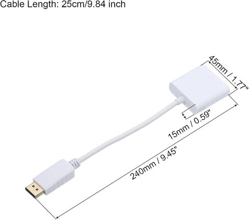 منفذ عرض MECCANIXITY (DP) إلى محول VGA صندوق كابل فيديو ABS خارجي عالي الدقة جهاز VGA أبيض للتلفزيون والشاشة وجهاز العرض والوسادة، حزمة من 10 in Saudi Arabia
