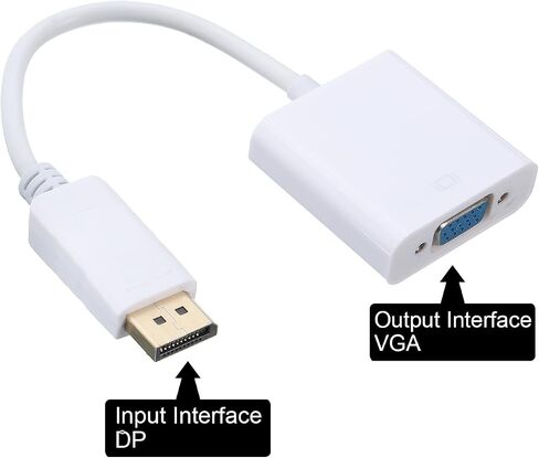 منفذ عرض MECCANIXITY (DP) إلى محول VGA صندوق كابل فيديو ABS خارجي عالي الدقة جهاز VGA أبيض للتلفزيون والشاشة وجهاز العرض والوسادة، حزمة من 10 in Saudi Arabia